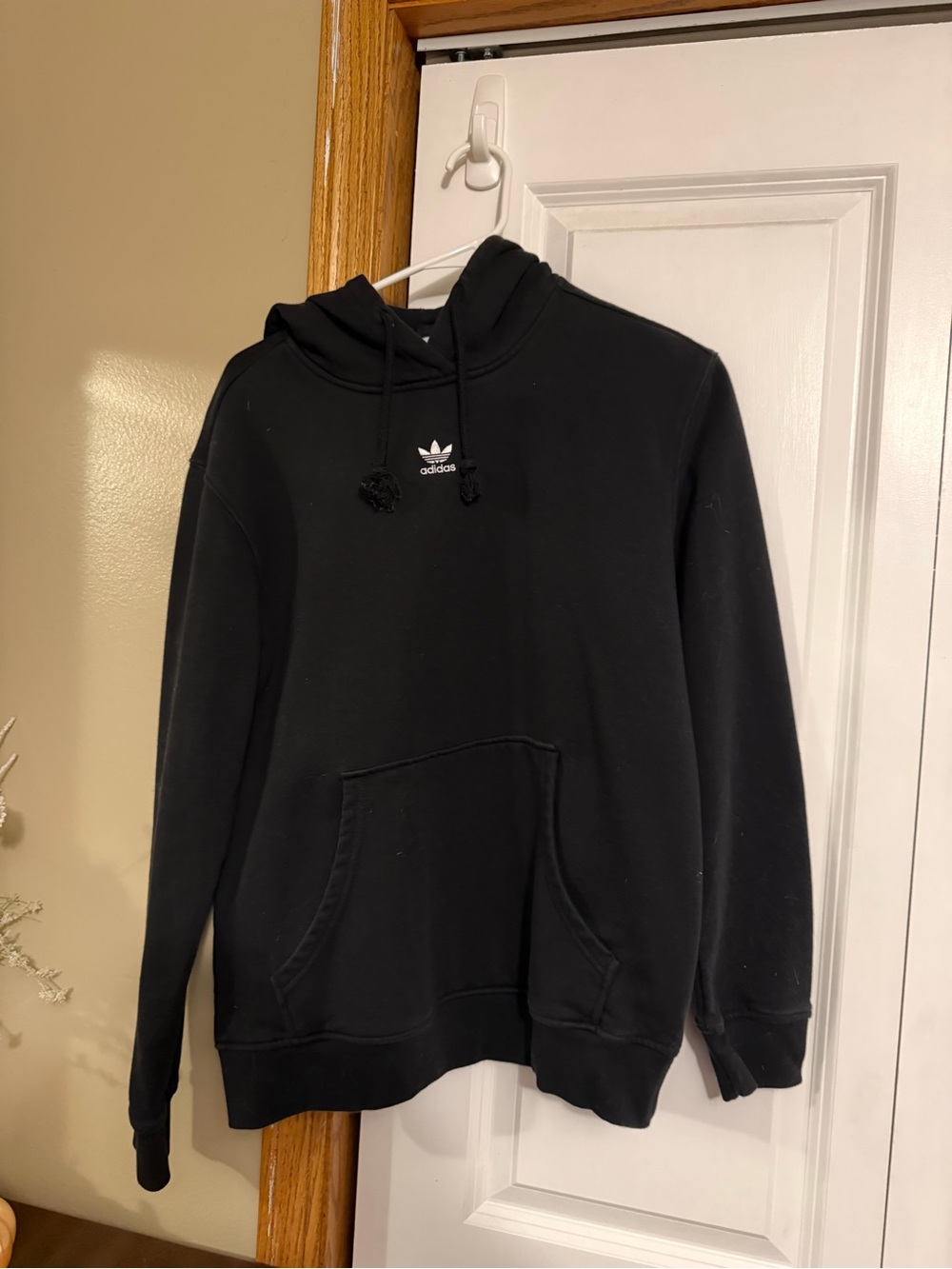 adidas Black Pullover Hoodie with Trefoil Logo
